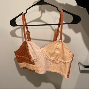 Brick red, shades of light pink